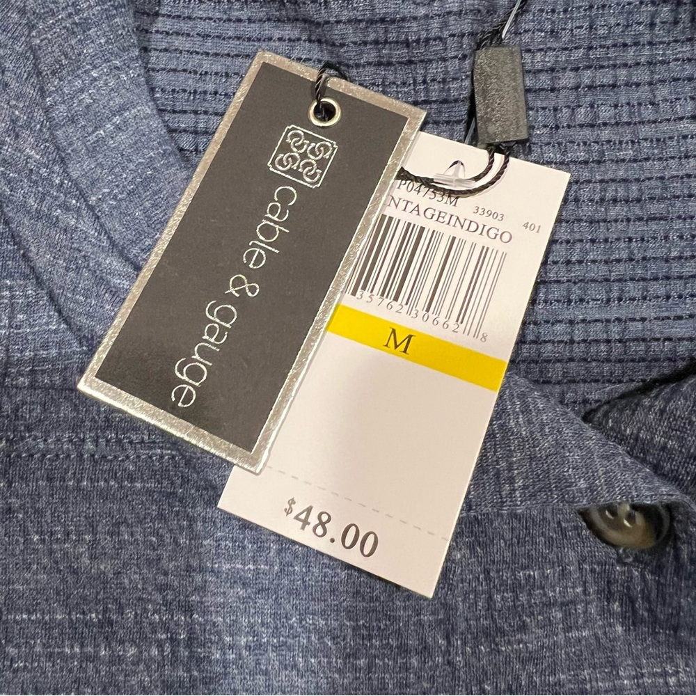 Cable & Gauge | Chambray Button Up Short Sleeve Top size Medium - Picture 8 of 11